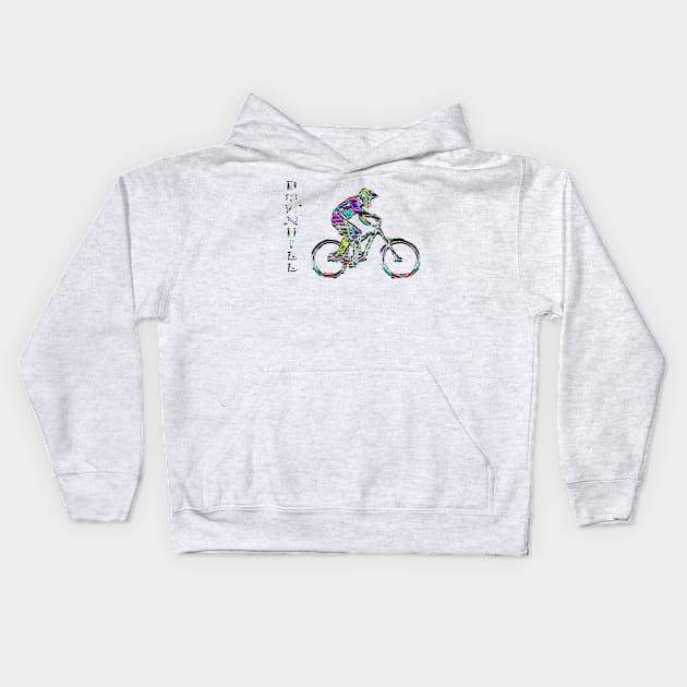 mtb downhill Kids Hoodie by rickylabellevie